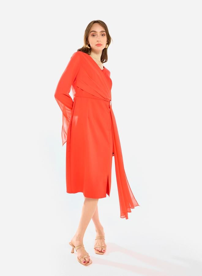 House of Moda Women Draped Crystal Waist Midi Dress - Image 3